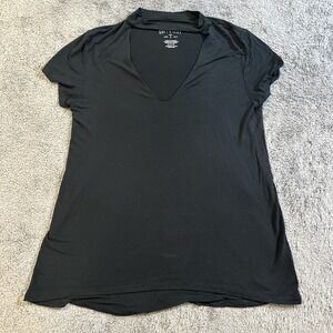 American Eagle Soft & Sexy V-Neck Top Black Short Sleeve Size Medium